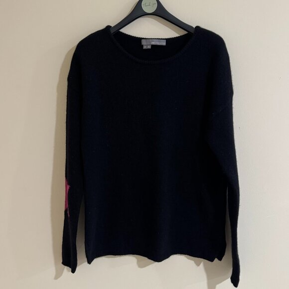 [360Sweater] Black Wool Cashmere Sweater with Star Detail - Size XS - Picture 2 of 4